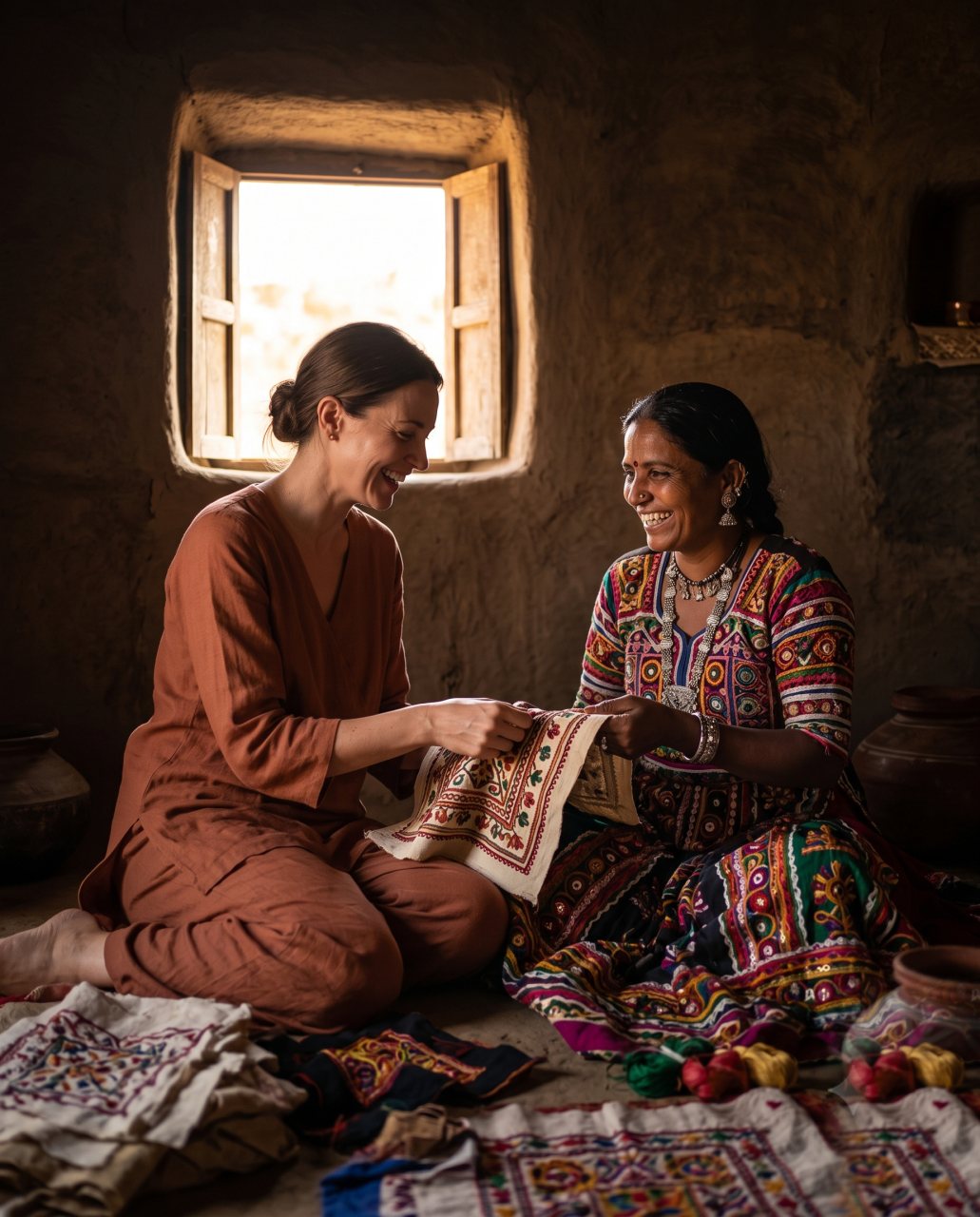 Founder of GoTrip Journeys in a Kutch artisan village