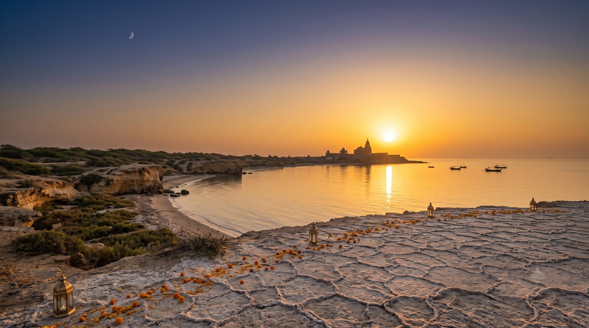 Gujarat coastline at sunset