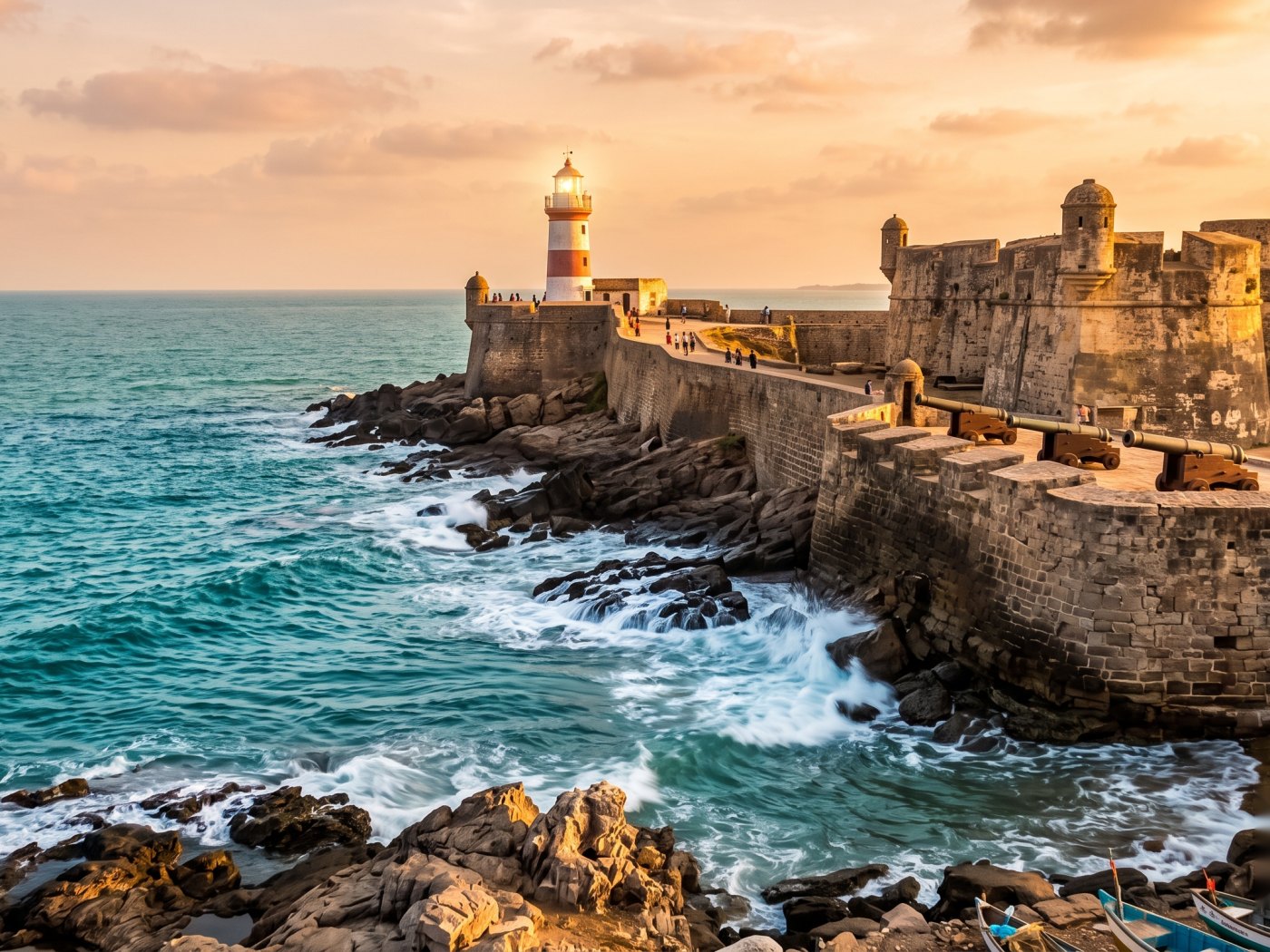 Diu fort and Portuguese coastline