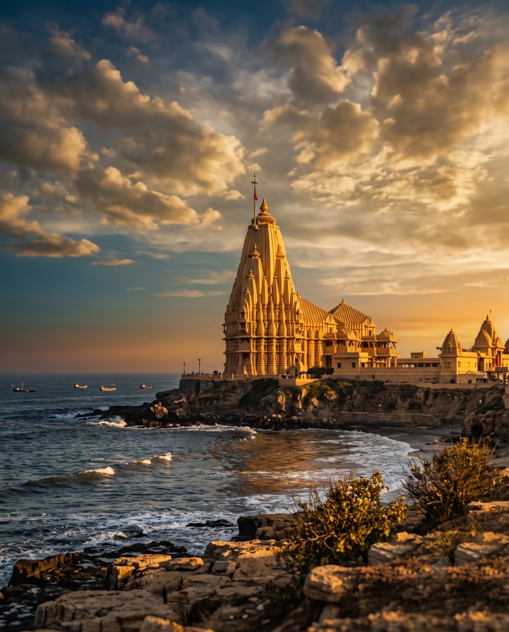 Somnath temple at golden hour