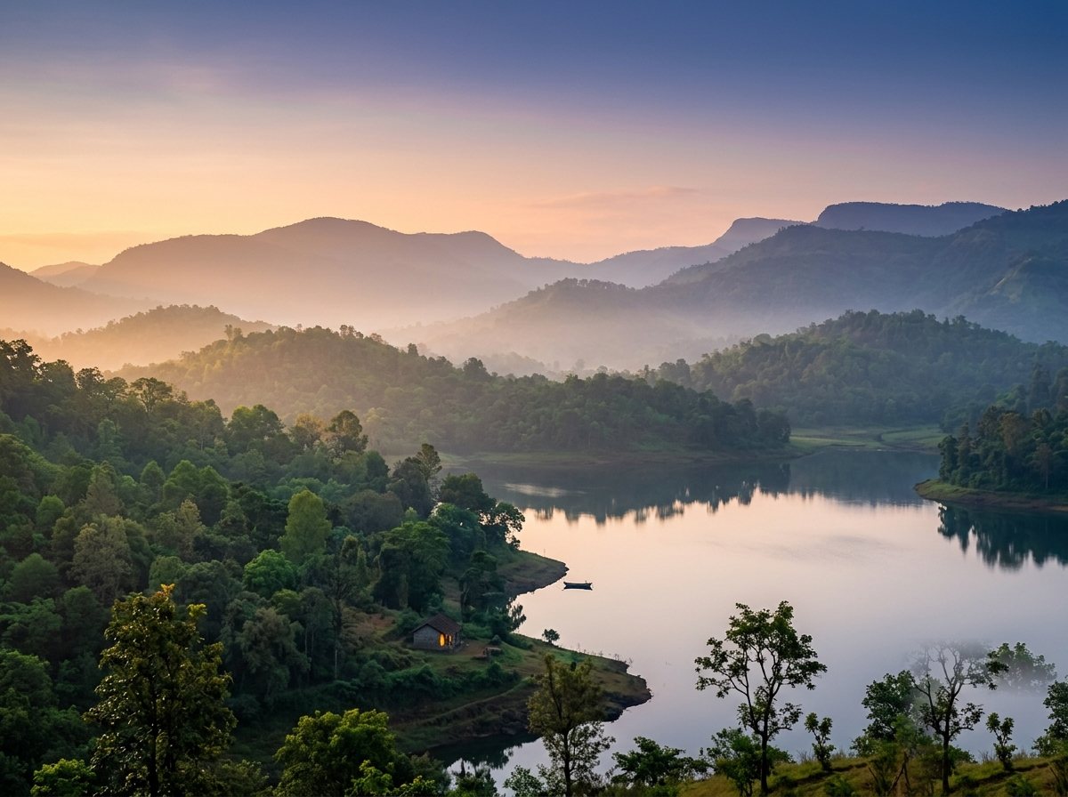Misty green hills of Saputara