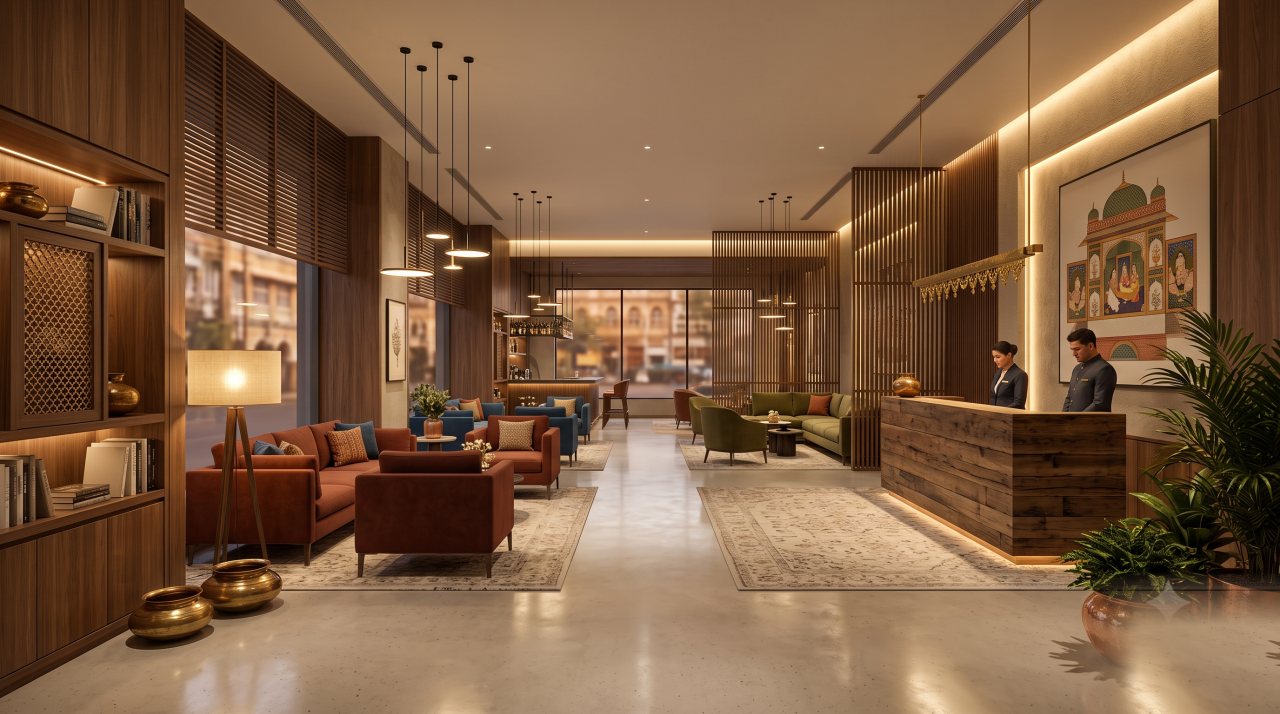 Boutique business hotel lobby