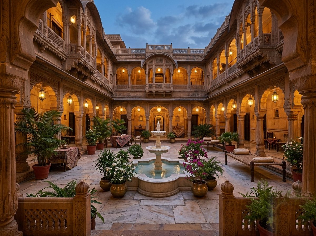 Heritage palace hotel courtyard
