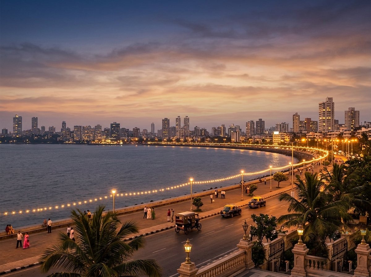 Marine Drive, Mumbai at dusk