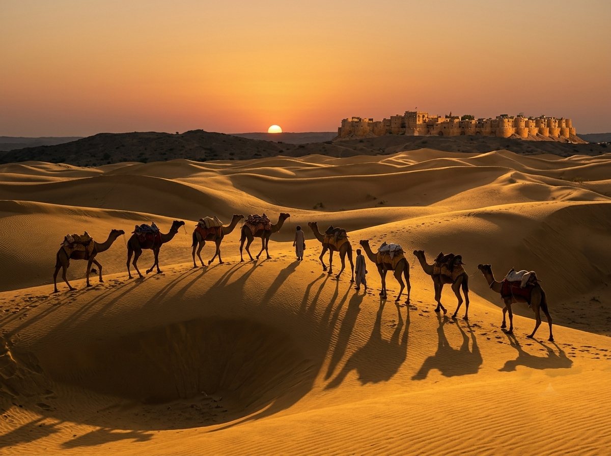 Jaisalmer golden fort and dunes