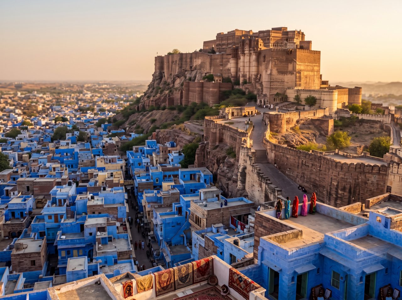 Mehrangarh Fort over the blue city of Jodhpur